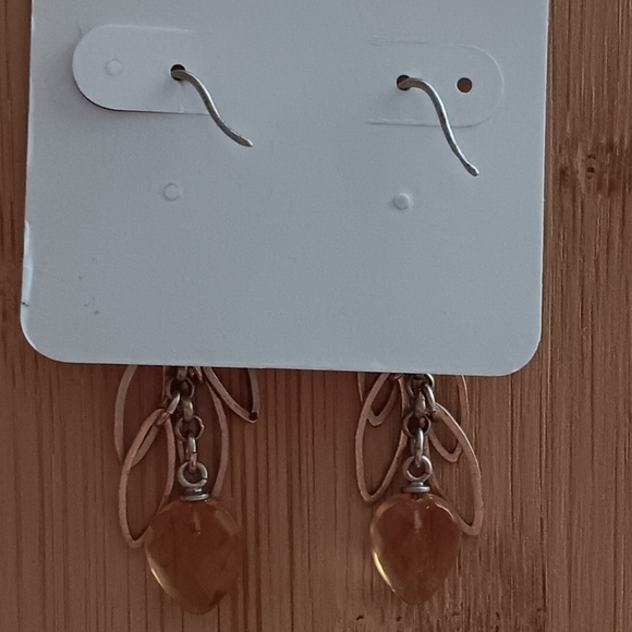 Silver Tone Leaf Dangle Earrings - Picture 4 of 5